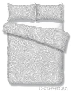 Polycotton bedding set GEOMETRY 30-0773-WHITE GREY