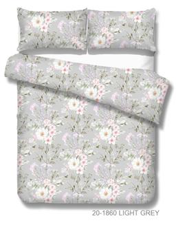 Polycotton bedding set FLOWERS 20-1860-LIGHT GREY