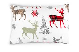 Flannel pillow cases with zipper 40-1496-GREY RED