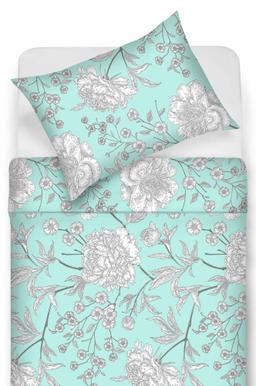 Polycotton bedding set FLOWERS 20-1861-LIGHT BLUE