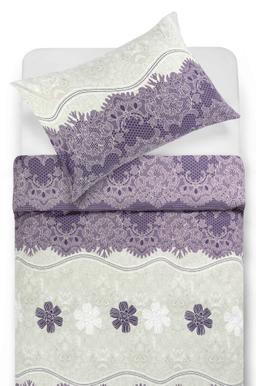 Drobės patalynės komplektas DENIM 40-1007/40-1140-PLUM