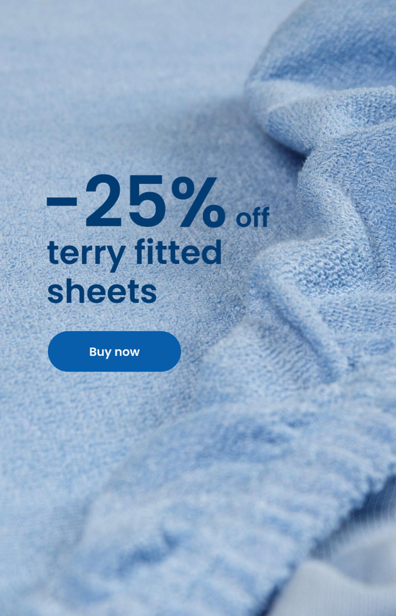 25% off terry fitted sheets / mobile