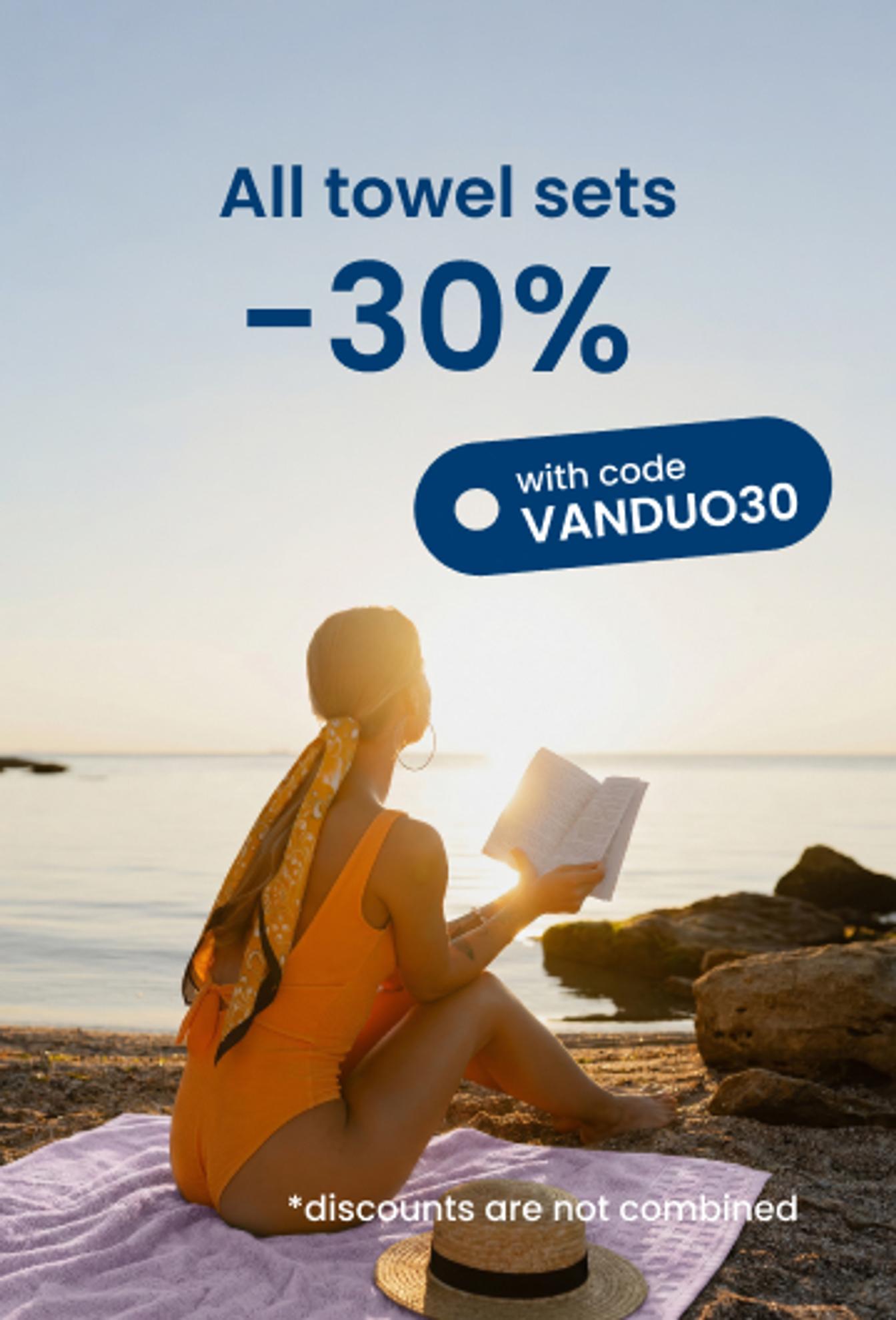 30% off all towel sets with code VANDUO30/mobile